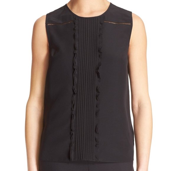 kate spade Tops - kate spade NEW Pleated 100% Silk Top Blouse Pleated Ruffly Front Sheer Stitched